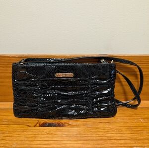 Michael Kors Black Croc-Embossed Crossbody Evening Bag